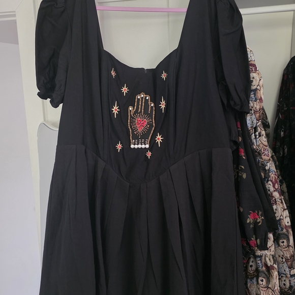 Disturbia Dresses & Skirts - Disturbia Black Dress with Gold and Red Beaded Embroidery